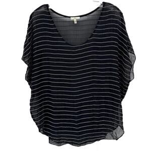 JOIE Blouse Women’s Small Chain Detailing Sheer Black Short Sleeve Flowy…